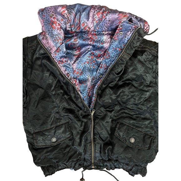 Vintage 90s Triple Fat Goose Down Reversible Satin Bomber Coat Jacket Womens XL - Picture 4 of 13